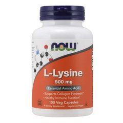 L-Лизин, L-Lysin, Now Foods, 500 мг, 100 вегетарианских капсул