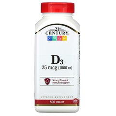 Вітамін Д3 21st Century Vitamin D3 1000 IU 500 таблеток