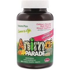 Вітаміни для дітей смак кавуна Nature's Plus (Multi-Vitamin and Mineral Animal Parade) 180 жувальних таблеток