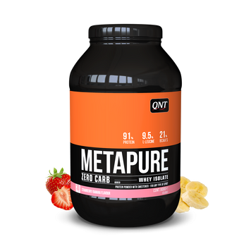 Сироватковий протеїн ізолят QNT Metapure ZC Isolate 908 грам Полуниця банан