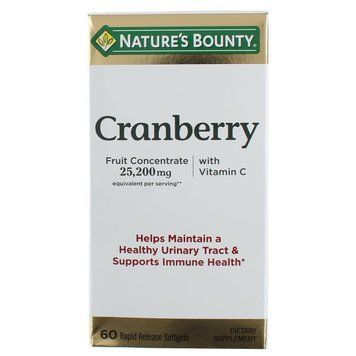 Клюква, Cranberry with Vitamins C, Nature's Bounty, 60 гелевых капсул