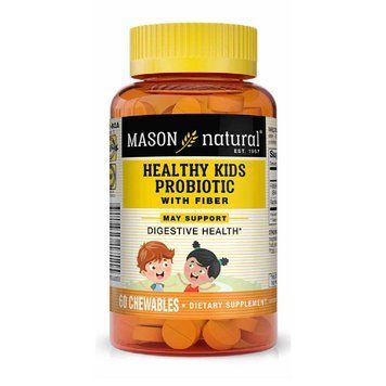 Пробіотик з клітковиною для дітей, Mason Natural, Healthy Kids Probiotic With Fiber, 60 жувальних таблеток