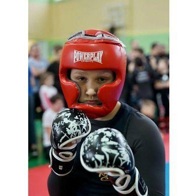 Боксерський шолом тренувальний PowerPlay 3068 PU + Amara Червоно-Білий M