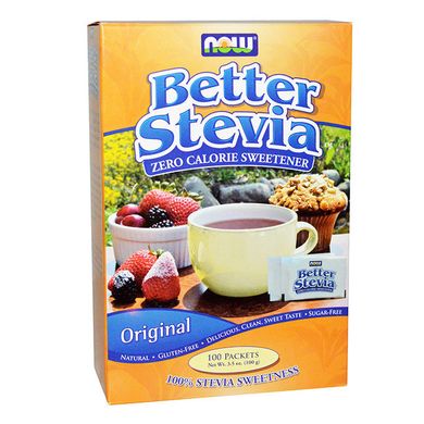 Натуральний цукрозамінник Now Foods Better Stevia 100 packets 100 г стевія