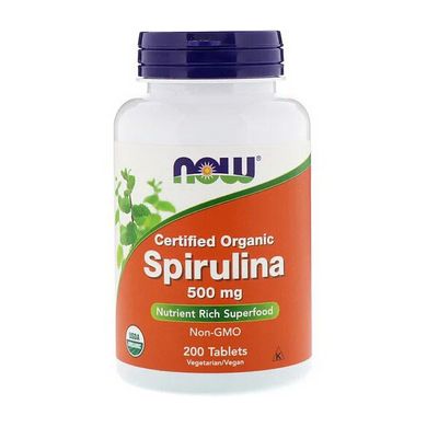 Спирулина Now Foods Spirulina 500 mg certified organic 200 таб