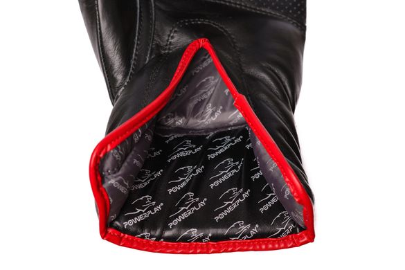 Боксерские перчатки PowerPlay 3022 A черно-красные [натуральная кожа] 10 унций