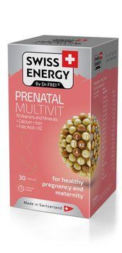 Мультивітаміни для вагітних та годуючих жінок, PRENATAL MULTIVIT, Swiss Energy, 19 вітамінів і мінералів, 30 капсул