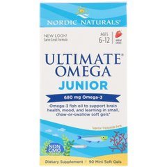Рыбий Жир Для Подростков, Ultimate Omega Junior, Nordic Naturals, 680 мг, 90 Гелевых Капсул