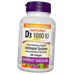 Витамин Д3 Webber Naturals Vitamin D3 1000 IU 180 капсул