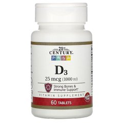 Витамин Д3 21st Century Vitamin D3 1000 IU 60 таблеток