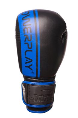 Боксерські рукавиці PowerPlay 3022 Чорно-Сині [натуральна шкіра] 10 унцій