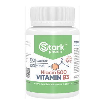 Ніацин Вітамін B3 Stark Pharm Niacin Vitamin B3 with Flush 500mg 100 таблеток