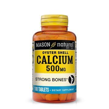 Кальций из ракушки устрицы 500 мг, Calcium 500 mg Oyster Shell, Mason Natural, 100 таблеток