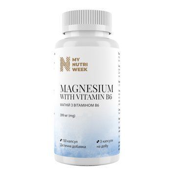 Магний с витамином В6, Magnesium with Vitamin B6, My Nutri Week, экстра сильный, 399 мг, 150 капсул