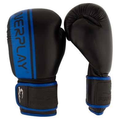 Боксерські рукавиці PowerPlay 3022 Чорно-Сині [натуральна шкіра] 10 унцій