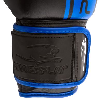 Боксерские перчатки PowerPlay 3022 A черно-синие [натуральная кожа] 10 унций