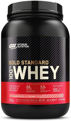 Сироватковий протеїн ізолят Optimum Nutrition 100% Whey Gold Standard 900 г delicious strawberry