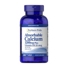 Кальций + Д3 Puritan's Pride Absorbable Calcium 1200 mg Plus Vitamin D3 25 mcg 200 капсул
