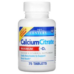 Кальций цитрат + д3 21st Century Calcium Citrate Maximum + D3 75 таблеток