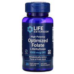 Високоактивний оптимізований фолат, High Potency Optimized Folate, Life Extension, 8500 мг, 30 вегетаріанських капсул