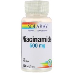 Ниацинамид (В3) , Niacinamide, 500 мг, Solaray, 100 капсул
