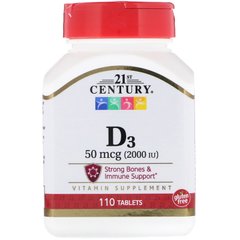 Вітамін Д3 21st Century Vitamin D3 2000 IU 110 таблеток