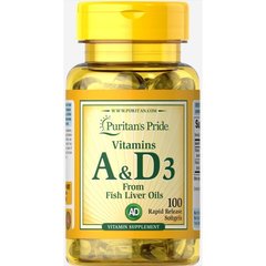 Витамин А и Д Puritan's Pride Vitamins A & D 5000/400 IU (100 капс) пуританс прайд