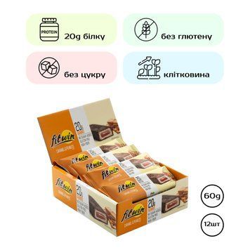 Протеїнові батончики FitWin 12х60 г Caramel Peanuts