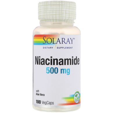 Ніацинамід (В3) , Niacinamide, 500 мг, Solaray, 100 капсул