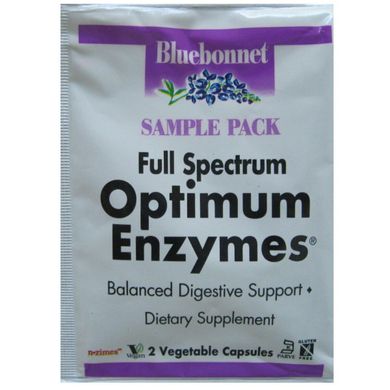 Оптимальні ферменти повного спектру, Full Spectrum Optimum Enzymes, Bluebonnet Nutrition, 2 вегетаріанські