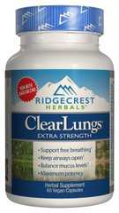Комплекс для Підтримки Легких, Сила, Clear Lungs, RidgeCrest Herbals, 60 гелевих капсул