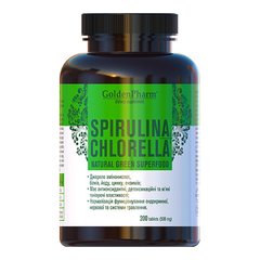 Спирулина + Хлорелла Golden Pharm Spirulina + Chlorella 200 таблеток