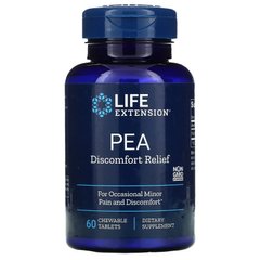 Для случайного незначительного боли и дискомфорта, PEA от боли, PEA Discomfort Relief, Life Extension, 60 жевательных таблеток