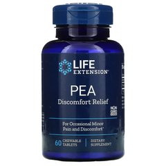 Для випадкового незначного болю і дискомфорту, PEA від болю, PEA Discomfort Relief, Life Extension, 60 жувальних таблеток