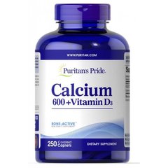Кальций + Д3 Puritan's Pride Calcium Carbonate 600 mg + Vitamine D 250 таблеток