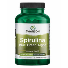 Спирулина Swanson Spirulina Blue-Green Alhae 500 mg 90 вег. капсул