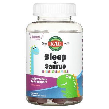 Здоровый сон ребенка, вкус клубники, Sleep-a-Saurus Kid's, KAL, 60 жевательных конфет