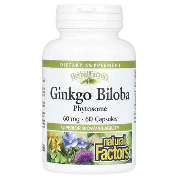 Гінкго Білоба, фітосоми, 60 мг, Ginkgo Biloba, Phytosome, Natural Factors, 60 капсул
