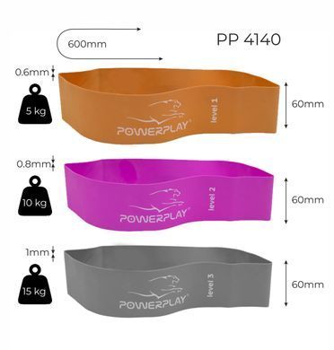 Фітнес гумка PowerPlay 4140 Level 2 (600*60*0.8 мм, 10 кг) Фіолетова