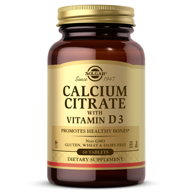 Цитрат Кальция + Витамин D3, Calcium Citrate with Vitamin D3, Solgar, 60 таблеток