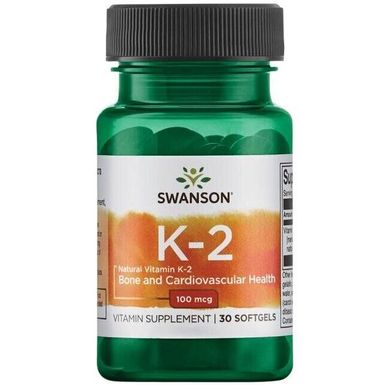 Витамин К2 Swanson K2 100 mcg 30 капсул