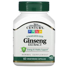 Женьшень Экстракт 21st Century Ginseng Extract 200 mg 60 вег. капсул