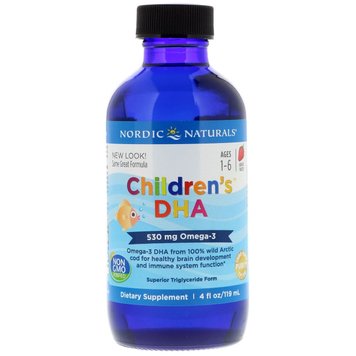 Риб'ячий жир (ДГК) для Дітей, зі Смаком Полуниці, Children's DHA, Strawberry, Nordic Naturals, 119 мл