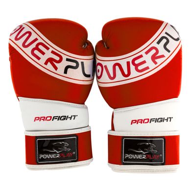 Боксерские перчатки PowerPlay 3023 A красно-белые [натуральная кожа] 10 унций