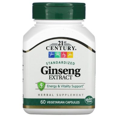 Женьшень Экстракт 21st Century Ginseng Extract 200 mg 60 вег. капсул