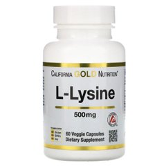 L-Лізин, L-Lysine, California Gold Nutrition, 500 мг, 60 рослинних капсул