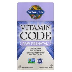 Сырые витамины для беременных, RAW Prenatal, Vitamin Code, Garden of Life, 30 вегетарианских капсул