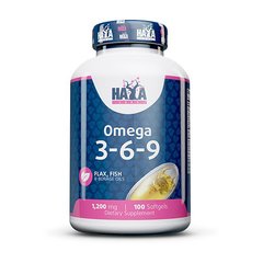 Омега 3-6-9 Haya Labs Omega 3-6-9 Flax Fish & Borage Oils 1200 mg 100 капсул