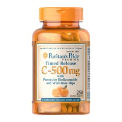 Вітамін С Puritan's Pride Vitamin C-500 mg with Rose Hips Time Release (100 капс)