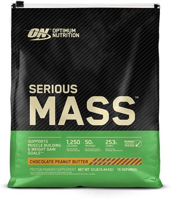 Гейнер для набору маси Optimum Nutrition Serious Mass 5,4 кг сириус мас chocolate peanut